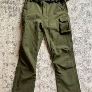 Boys Tactical Hiking Fleece Lined Waterproof Cargo Pants Size Large